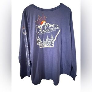 Arkansas The Natural State Graphic Tee 2XL Blue Long Sleeve Pocket Shirt